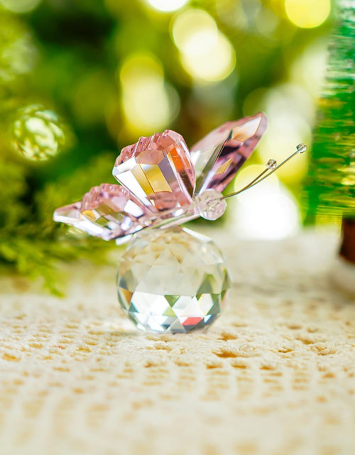 Load image into Gallery viewer, Pink Crystal Flying Butterfly with Crystal Ball Base Figurine Collection
