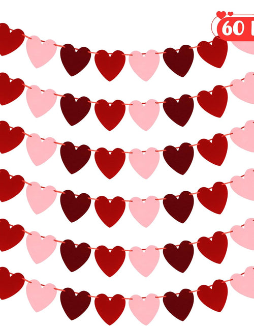 Load image into Gallery viewer, 40 Felt Hearts Valentines Day Decor, 4PCS Valentines Day Garland
