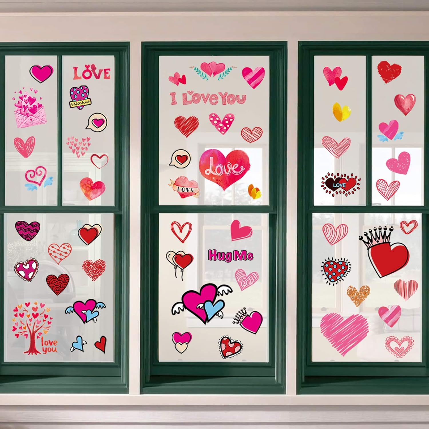 Valentines Day Decorations Heart Window Clings Decor