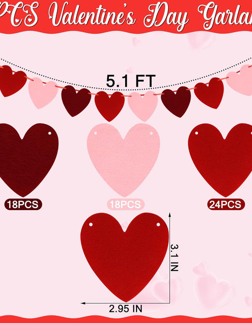 Load image into Gallery viewer, 40 Felt Hearts Valentines Day Decor, 4PCS Valentines Day Garland
