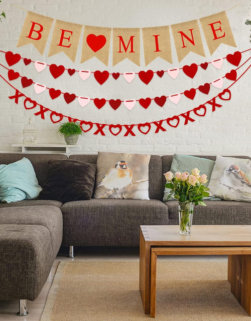 Load image into Gallery viewer, 4Pcs Valentines Day Decorations Set No DIY Required BE MINE Love Heart XO Garlands
