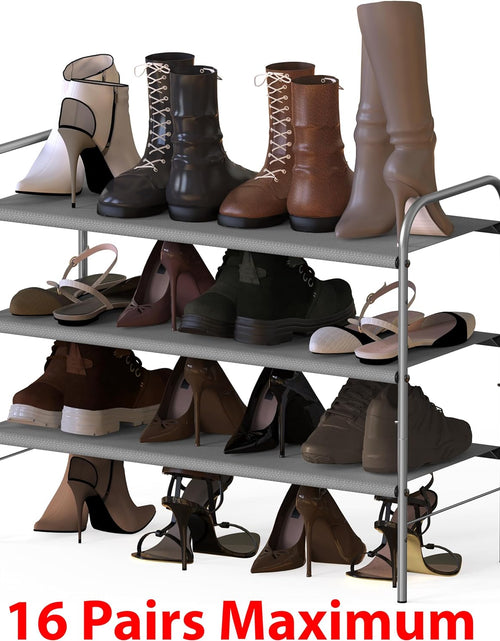 Load image into Gallery viewer, 3-Tier Shoe Rack Storage Organizer, Grey
