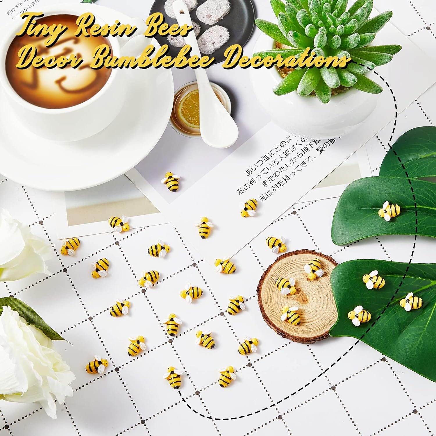 120 Pieces Tiny Resin Bees Bulk Small Plastic Bee Embellishments Ornaments Decoration