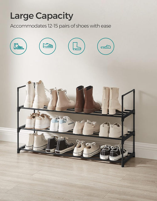 Load image into Gallery viewer, 3 Tier Shoe Organizer, Metal Shoe Storage Shelf for 15 Pairs of Shoes
