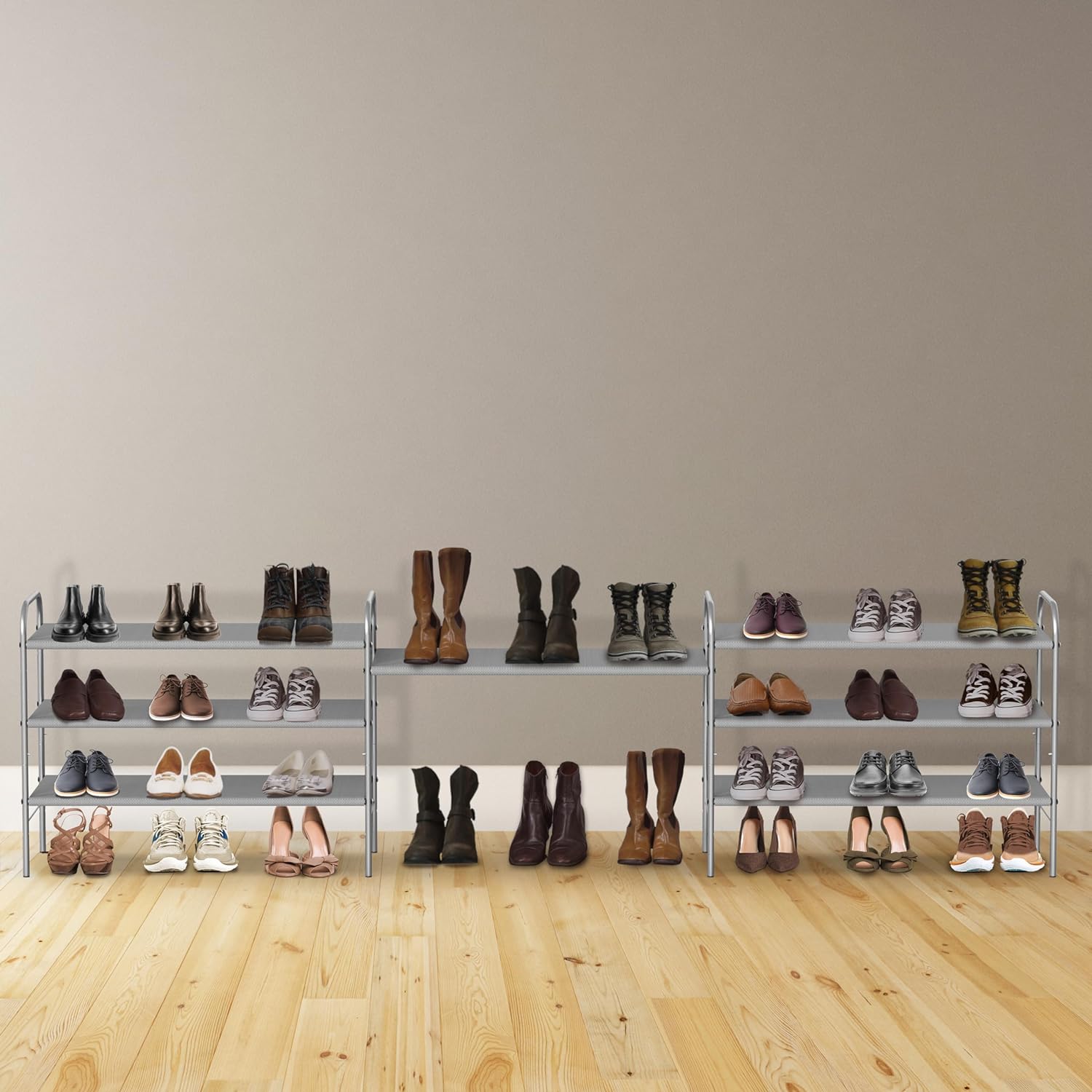 3-Tier Shoe Rack Storage Organizer, Grey