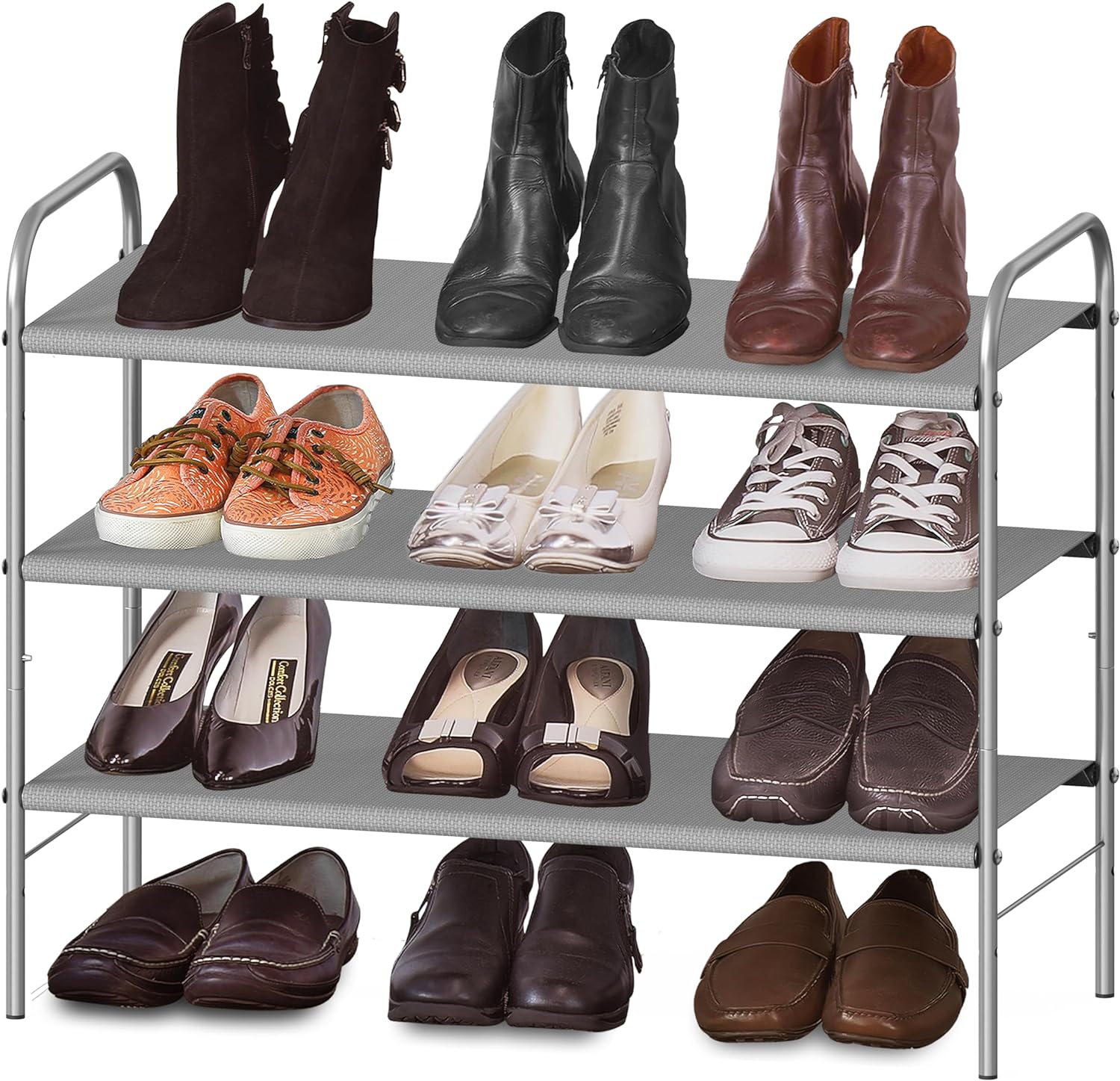 3-Tier Shoe Rack Storage Organizer, Grey