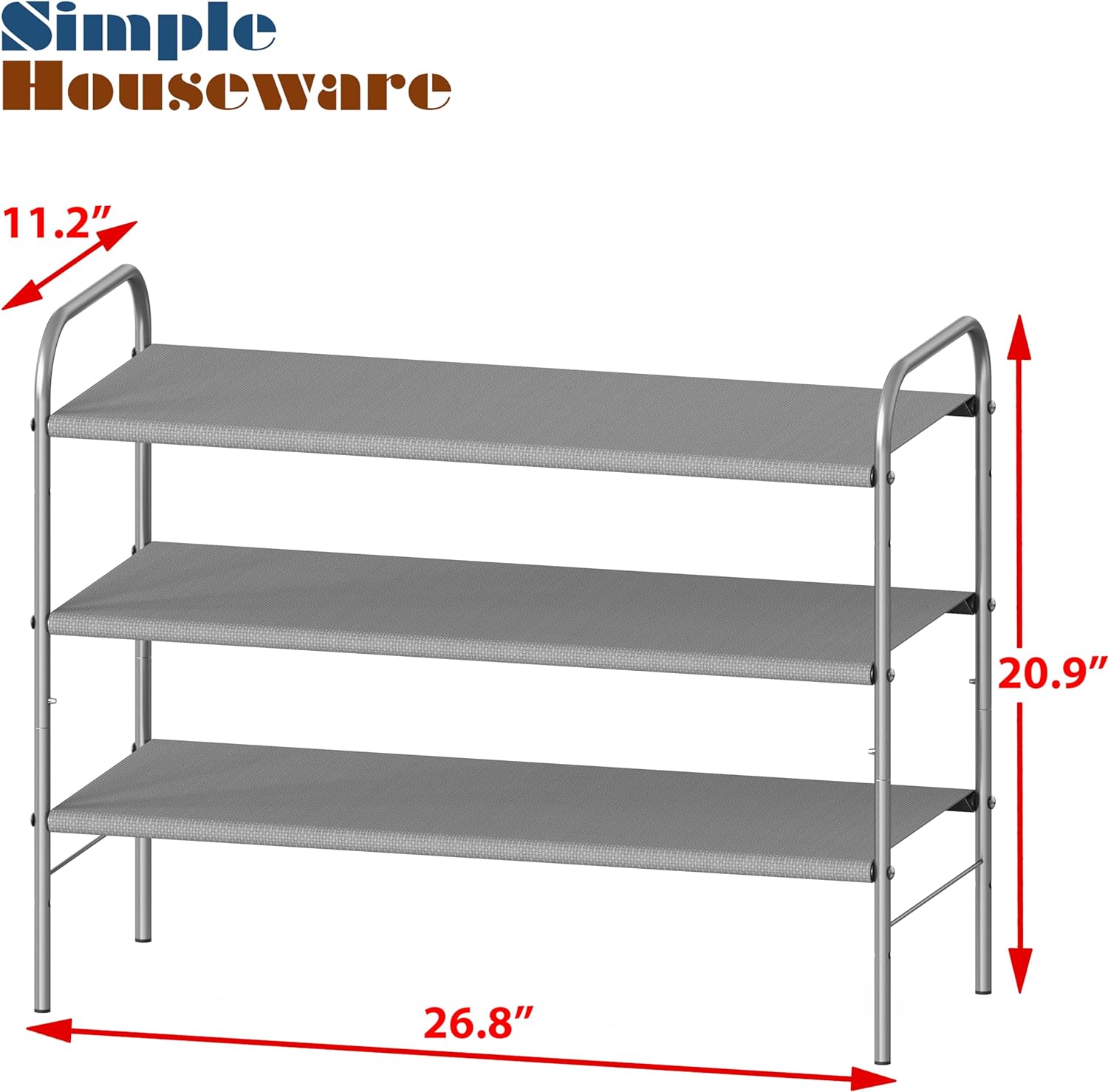 3-Tier Shoe Rack Storage Organizer, Grey