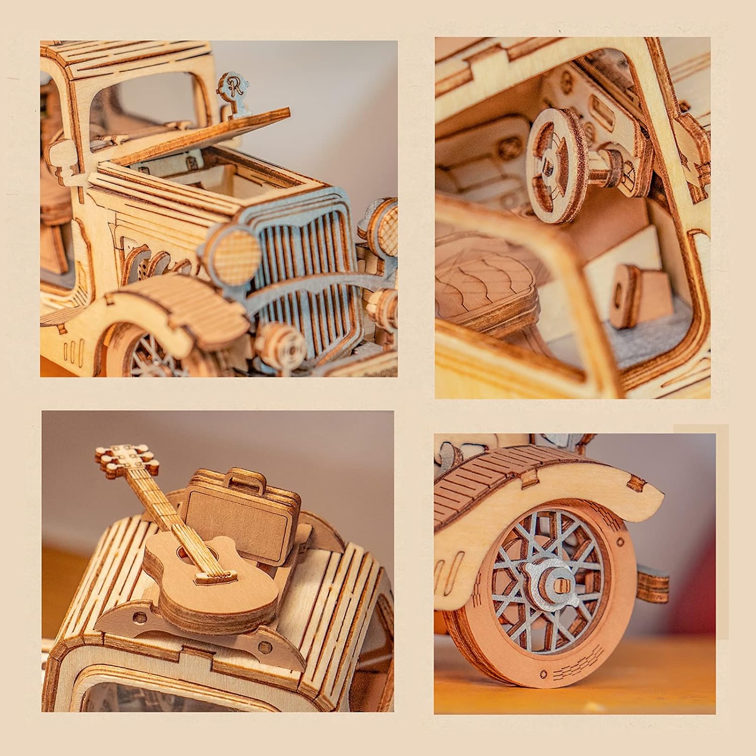 3D Wooden Puzzles Retro Car Model - Collectibles Wooden Model Kits