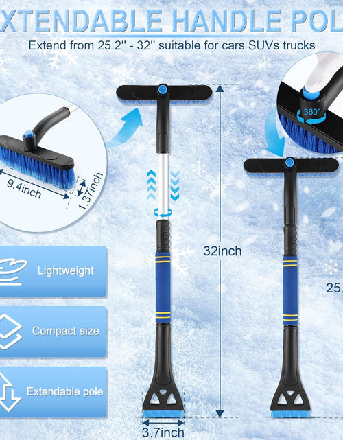 Load image into Gallery viewer, 32&quot; Extendable Snow Removal Tool with 360° Rotating Brush, Automotive exterior Accessories (Blue)
