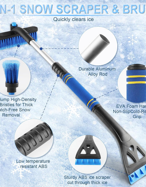 Load image into Gallery viewer, 32&quot; Extendable Snow Removal Tool with 360° Rotating Brush, Automotive exterior Accessories (Blue)
