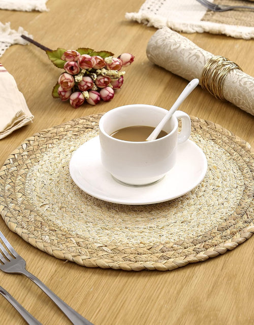 Load image into Gallery viewer, Handmade Boho Placemats Set of 6 - Natural Cotton Burlap
