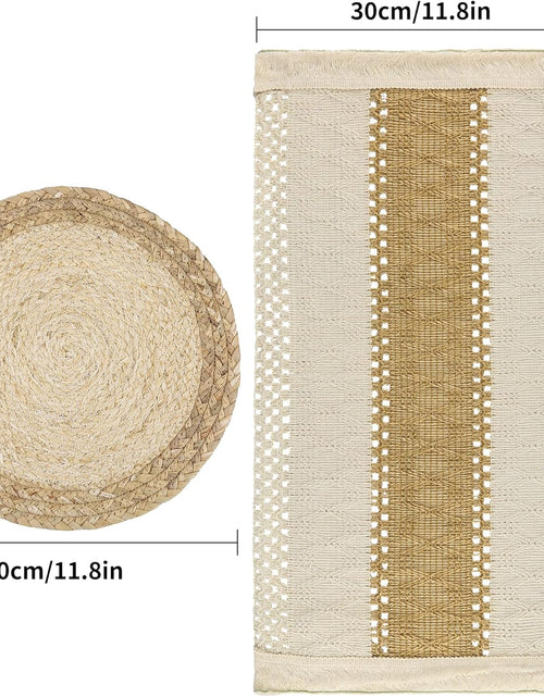 Load image into Gallery viewer, Handmade Boho Placemats Set of 6 - Natural Cotton Burlap
