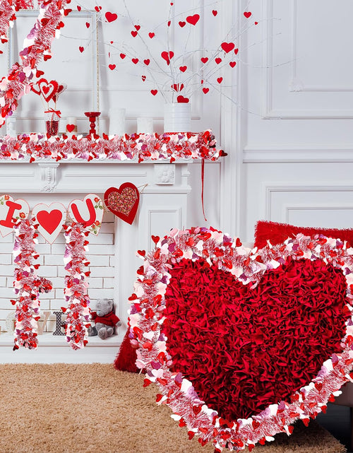 Load image into Gallery viewer, 49.2Ft Valentine’s Day Heart Tinsel Garland Pink Red White Metallic Twist Garland Shining Ceiling Hanging Decorations
