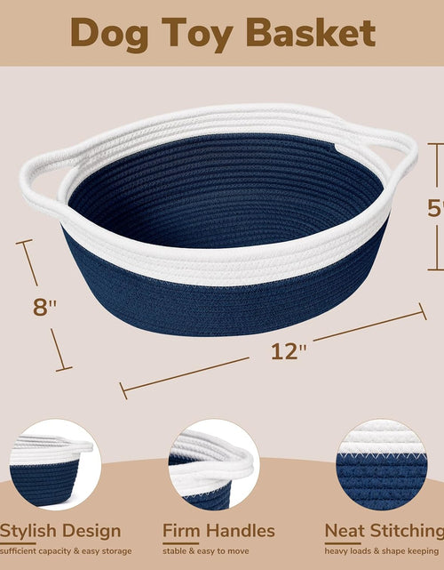 Load image into Gallery viewer, 12&quot;x 8&quot; x 5&quot; Small Woven Basket, Storage Basket with Handles ( Navy Blue)
