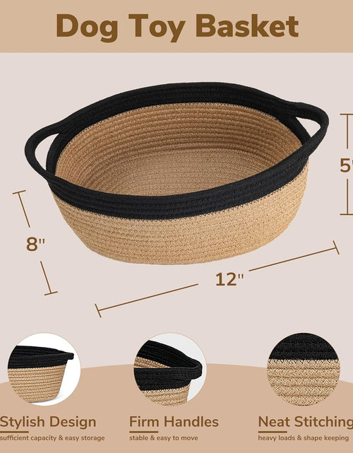 Load image into Gallery viewer, 12&quot;x 8&quot; x 5&quot; Small Woven Basket, Storage Basket with Handles ( Jute and Black)
