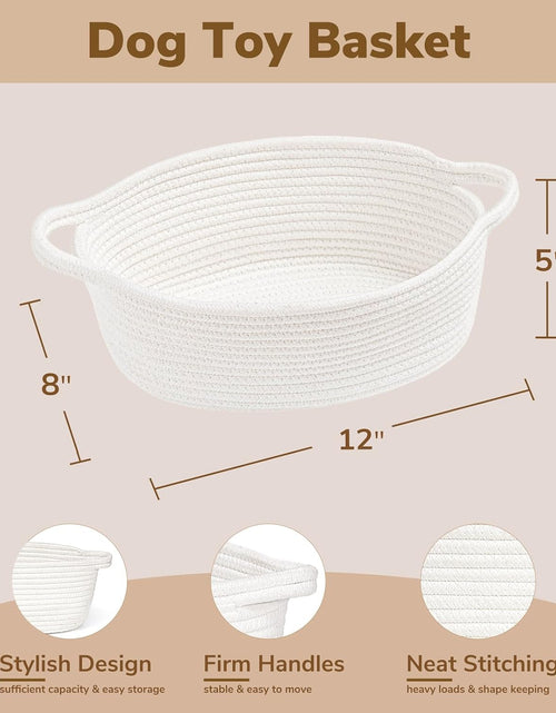 Load image into Gallery viewer, 12&quot;x 8&quot; x 5&quot; Small Woven Basket, Storage Basket with Handles ( white)
