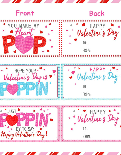 Load image into Gallery viewer, 24 Pack Valentines Cards with Heart POP Bracelets
