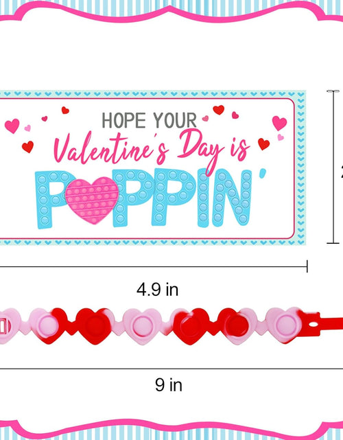 Load image into Gallery viewer, 24 Pack Valentines Cards with Heart POP Bracelets
