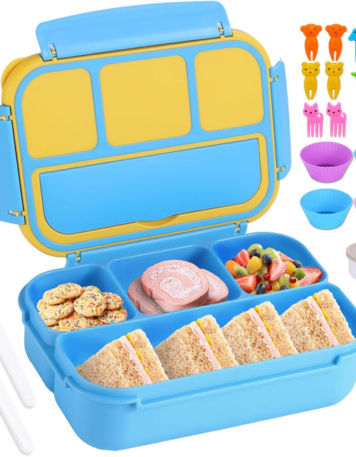 Load image into Gallery viewer, Bento Box Adult Lunch Box with 4 Compartments (Blue)
