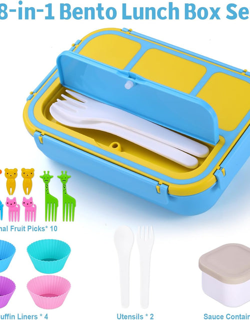 Load image into Gallery viewer, Bento Box Adult Lunch Box with 4 Compartments (Blue)
