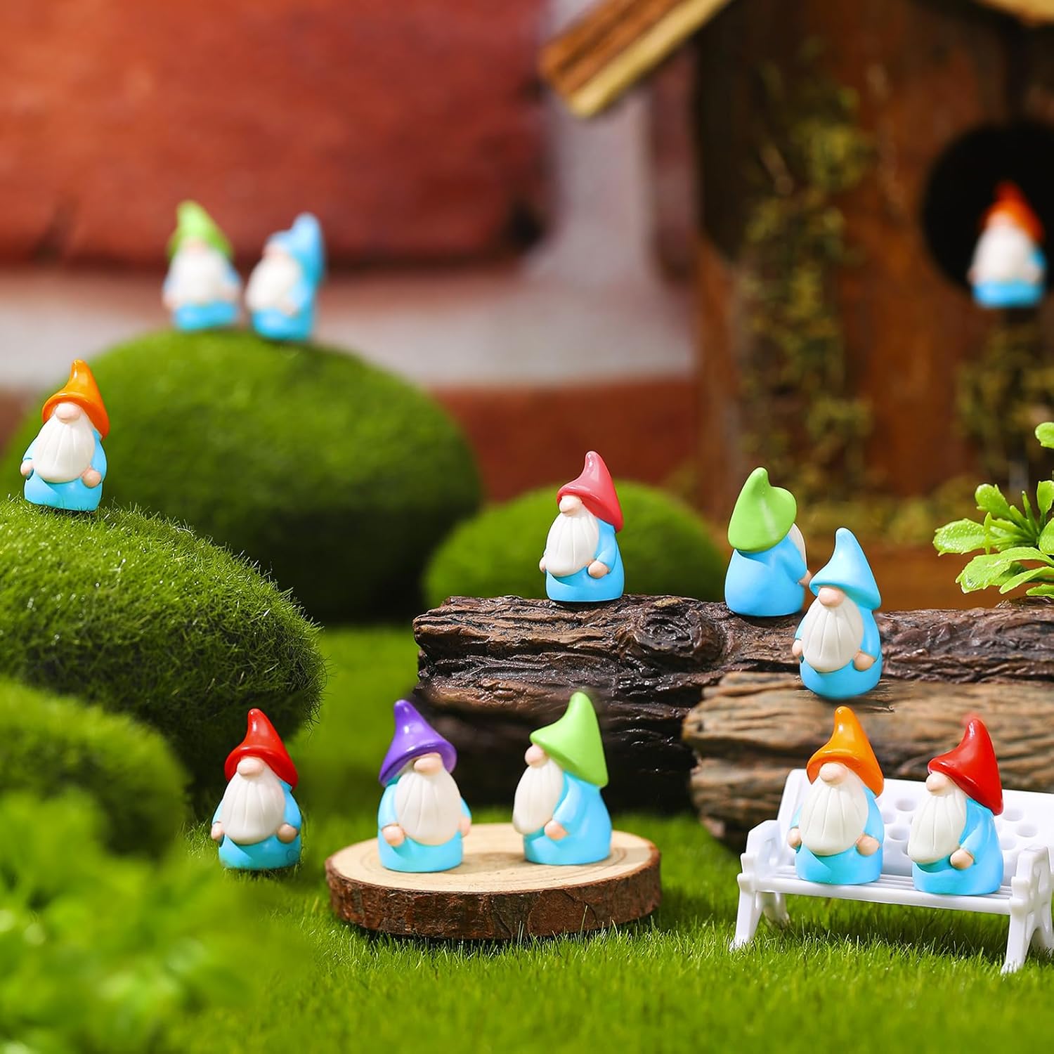 Mini Resin Gnomes Fairy Resin Statues for Landscape Outdoor Patio Yard Lawn