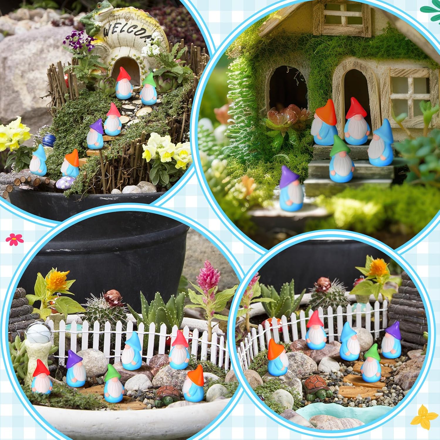 Mini Resin Gnomes Fairy Resin Statues for Landscape Outdoor Patio Yard Lawn