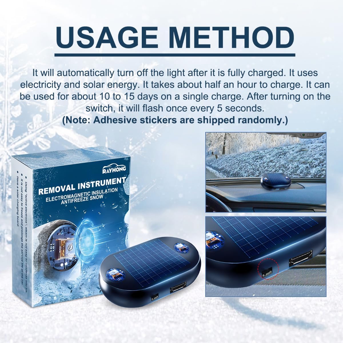 3Pcs Antifreeze Electromagnetic Car Snow Removal Device,Electromagnetic Snow Removal