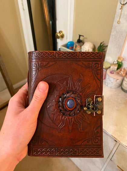 Load image into Gallery viewer, Sun &amp; Moon Leather Bound Writing Journal | 5&quot;x7&quot; inches
