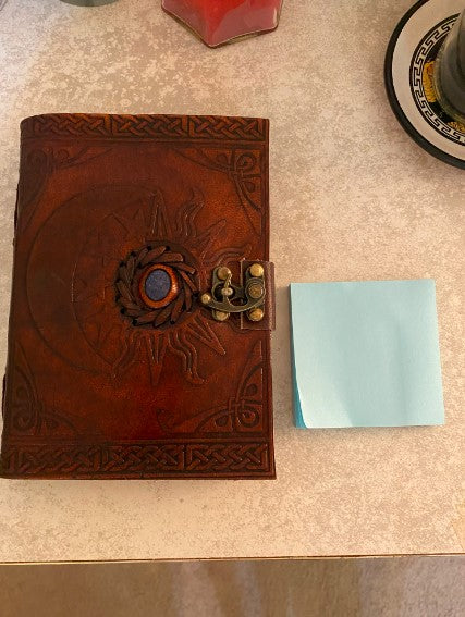 Load image into Gallery viewer, Sun &amp; Moon Leather Bound Writing Journal | 5&quot;x7&quot; inches
