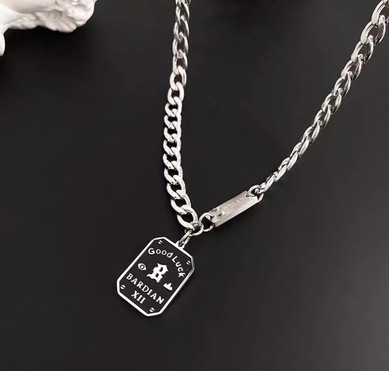 Titanium Steel Good Luck Pendant Necklace for Men Women,Punk Hip Hop