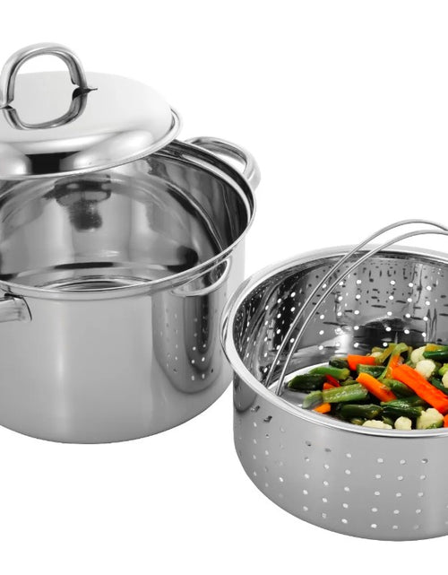 Load image into Gallery viewer, Stainless Steel Kitchen Stove Top With Steamer For Rice Vegetables 4 Quarts
