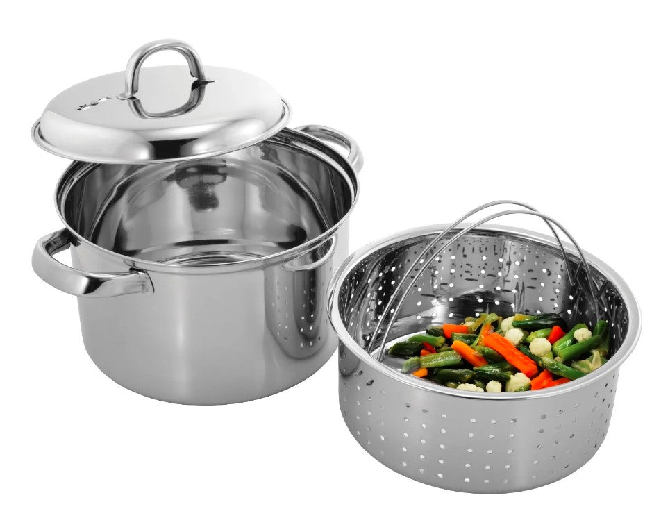 Stainless Steel Kitchen Stove Top With Steamer For Rice Vegetables 4 Quarts