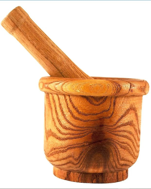 Wooden Bamboo Mortar And Pestle For Kitchen, Natural Wood, 4 x 4.5 Inches