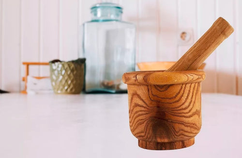 Load image into Gallery viewer, Wooden Bamboo Mortar And Pestle For Kitchen, Natural Wood, 4 x 4.5 Inches
