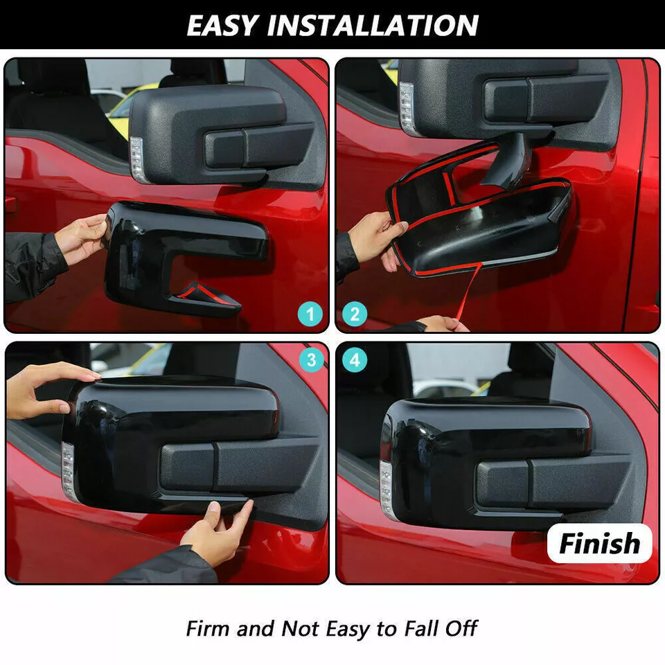 Door Handles & Rearview Mirror Cover Trim For 2021+ Ford F150 Black Accessories