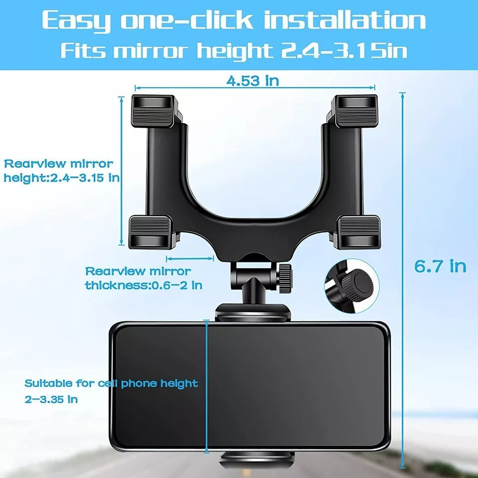 Universal 360° Car Rear-view Mirror Mount Stand Holder Cradle For Cell Phone GPS